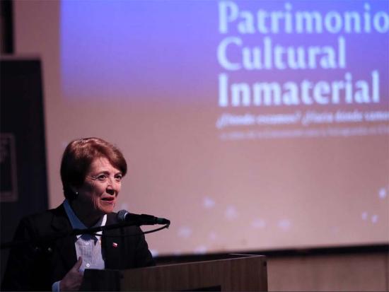 Ministra de las Culturas, las Artes y el Patrimonio, Consuelo Valdés, en sus palabras de bienvenida.